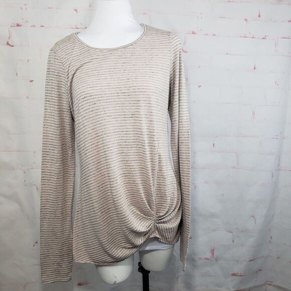 Michael Stars blush pink grey striped long sleeve - Picture 1 of 5